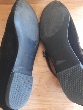 Bailarinas terciopelo y piel marron Massimo Dutti