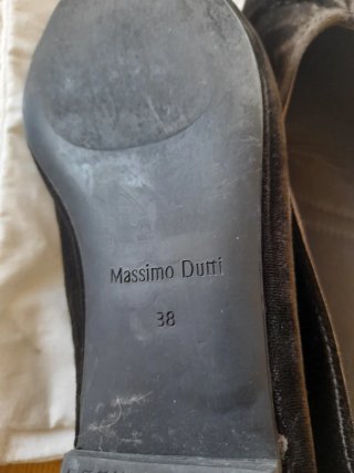 Bailarinas terciopelo y piel marron Massimo Dutti