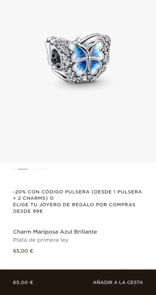 Charm Pandora Mariposa Azul Brillante