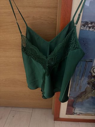 Top lencero verde seda