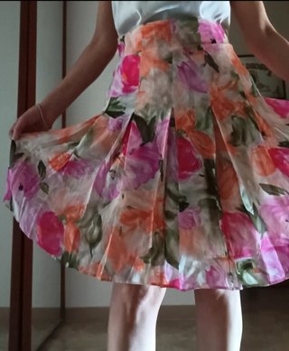 Gonna a pieghe Prisma floreale vintage
