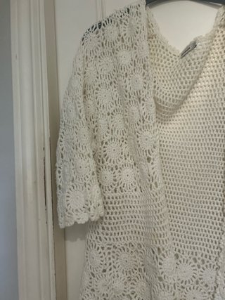 Chaqueta crochet blanca talla L