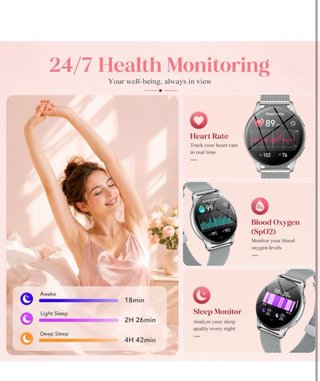 Smartwatch Donna Chiamate Bluetooth Argento Bianco
