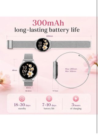 Smartwatch Donna Chiamate Bluetooth Argento Bianco