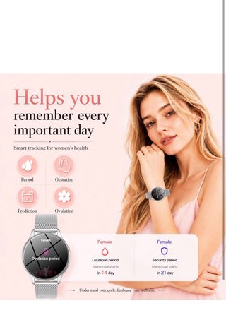 Smartwatch Donna Chiamate Bluetooth Argento Bianco