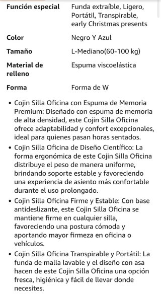 Cojín ergonómico para silla
