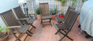 Conjunto 5 Sillas Plegables Exterior Madera