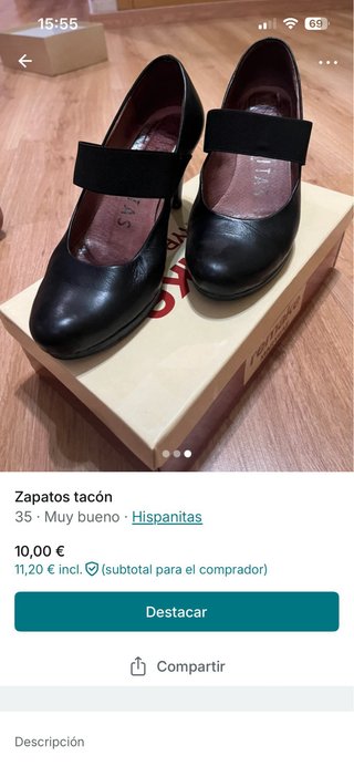Zapatos Hispanitas negros talla 35 poco uso