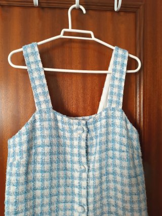 Vestido pichi cuadros azul y blanco