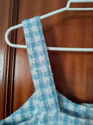 Vestido pichi cuadros azul y blanco