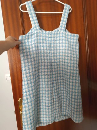 Vestido pichi cuadros azul y blanco