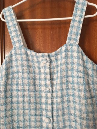 Vestido pichi cuadros azul y blanco