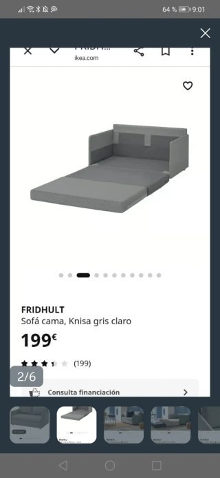 Sofá Cama Gris sin Cojines Decorativos