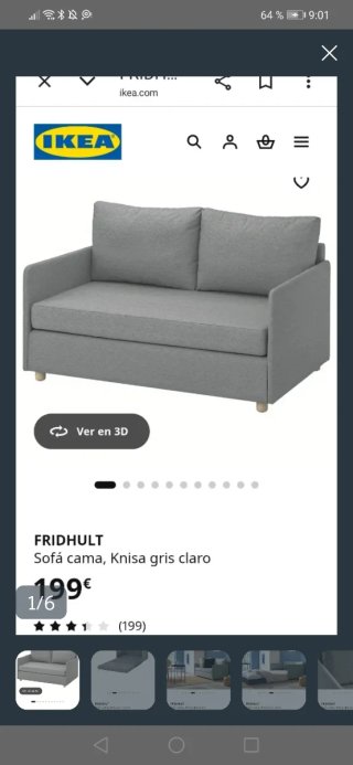 Sofá Cama Gris sin Cojines Decorativos