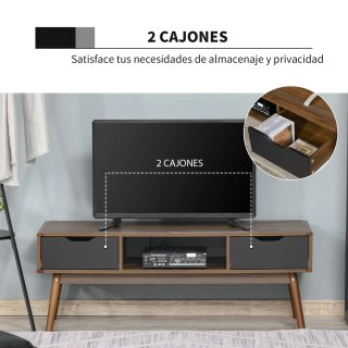 Mesa TV Salón Madera Marrón y Negro