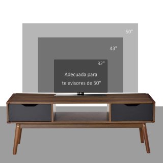 Mesa TV Salón Madera Marrón y Negro
