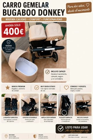 Carro Gemelar Bugaboo Donkey 400€