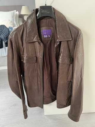 Chaqueta Cuero Marrón Zara Talla L