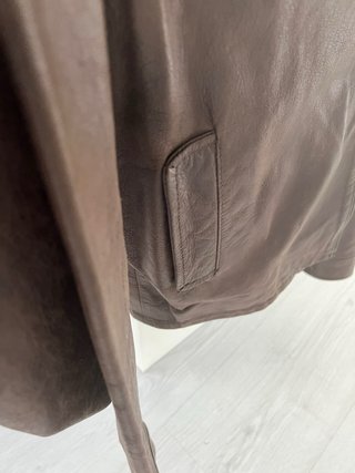 Chaqueta Cuero Marrón Zara Talla L