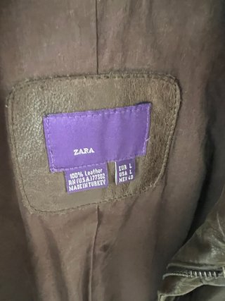 Chaqueta Cuero Marrón Zara Talla L