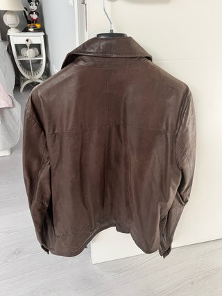 Chaqueta Cuero Marrón Zara Talla L
