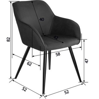 Silla de comedor de tela 58 x 62 x 82 cm antracita/negro
