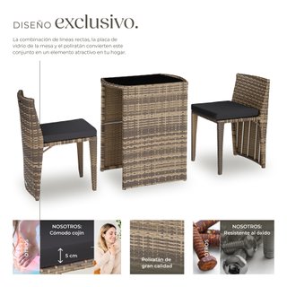 Conjunto de ratán y aluminio, natural