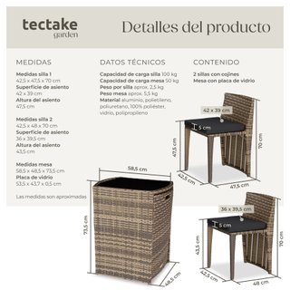 Conjunto de ratán y aluminio, natural