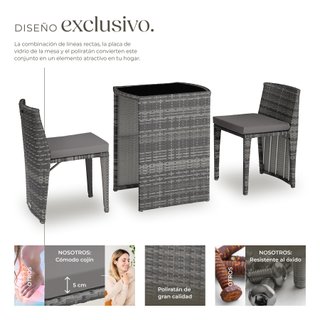 Conjunto de ratán y aluminio, gris