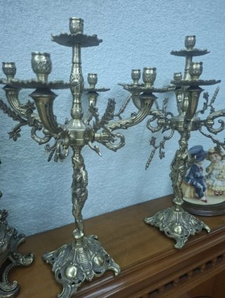 Candelabros Vintage Metal Dorado