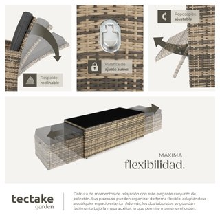 Conjunto de ratán con estructura de aluminio y resistente natural