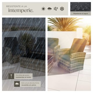 Conjunto de ratán con estructura de aluminio y resistente natural