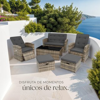 Conjunto de ratán con estructura de aluminio y resistente natural