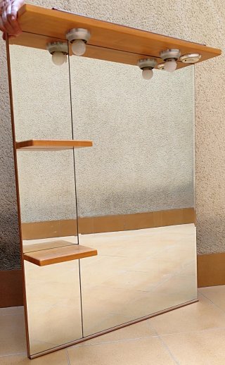 Espejo de baño madera y cristal