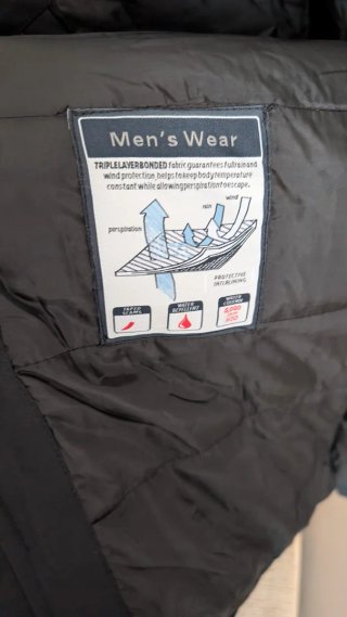 Abrigo acolchado hombre 4XL negro