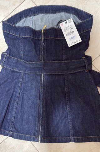 Top denim palabra de honor Zara