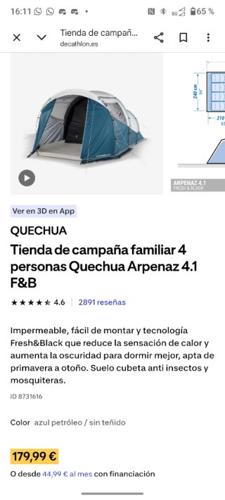 Tienda de campaña Quechua Arpenaz Family 4.1