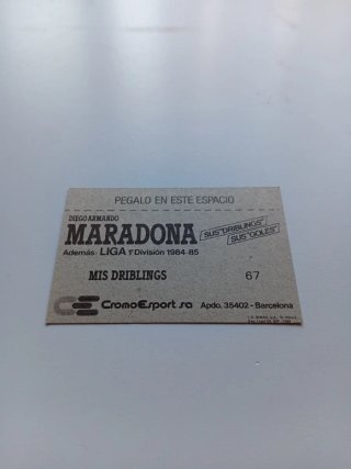 Tarjeta Maradona N.67 Driblings,sus Goles n.67