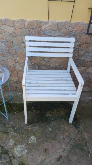 Lote 2 sillones y mesa metal blanco