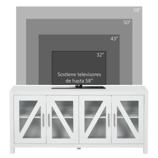 Mesa TV Salón Madera y Cristal