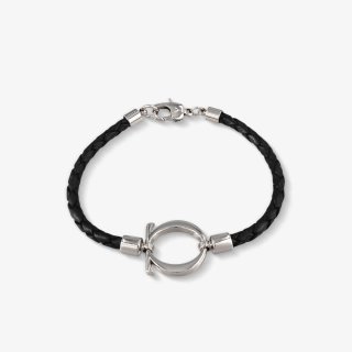 Pulsera Omega Cuero Trenzado Plata