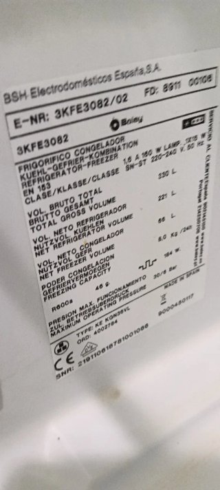 NEVERA COMBI BALAY NO FROST ENERGÍA A+
