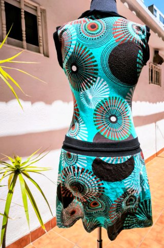 Vestido Boho Corto Azul T.S/36/8