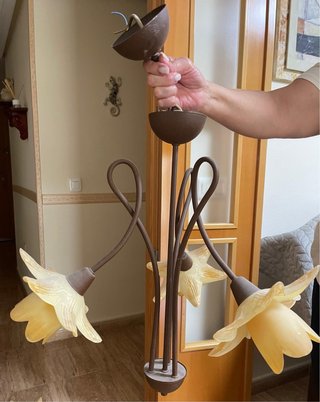 2 Lámparas de techo floral marrón y amarilla