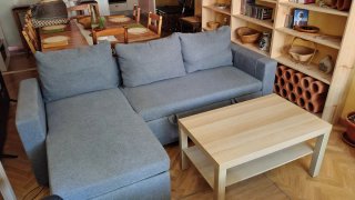 Sofá cama BÅRSLÖV 3 plazas con chaiselongue gris