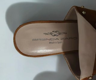 Brenda Zaro Sandalias Tacón Cuero Marrón