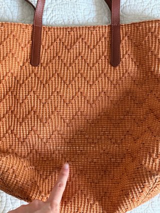 Bolso La Portegna Rafia y Cuero Naranja