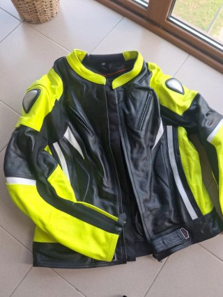 Traje de moto 2 piezas neón y negro
