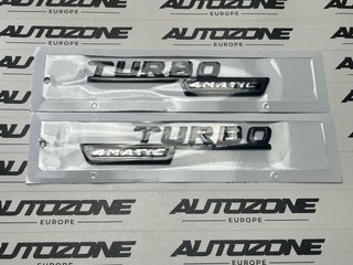 Emblema Mercedes Turbo 4MATIC negro para laterales