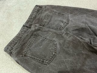 Jeans Zara Rectos Tiro Alto/Encerados Marrón Gris